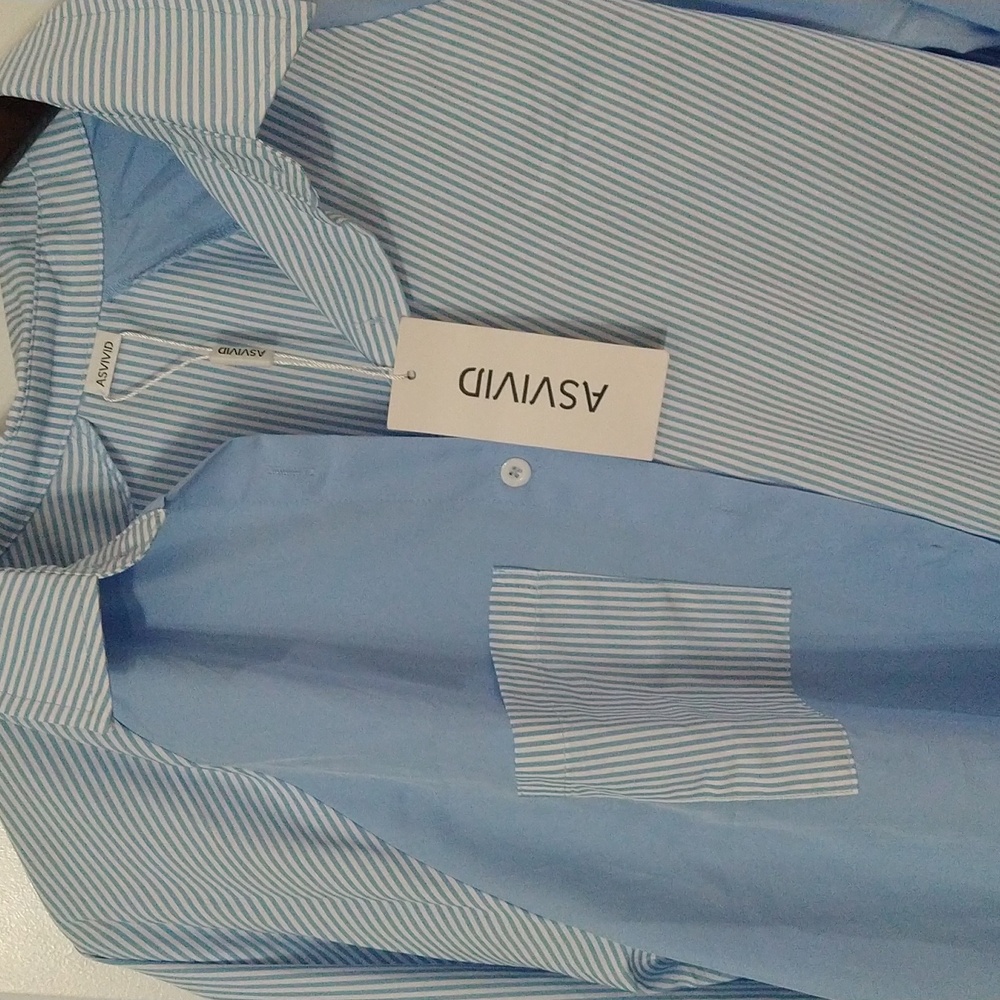 NWT: ASVIVID Light Blue Casual Button Down Shirt - Picture 2 of 6
